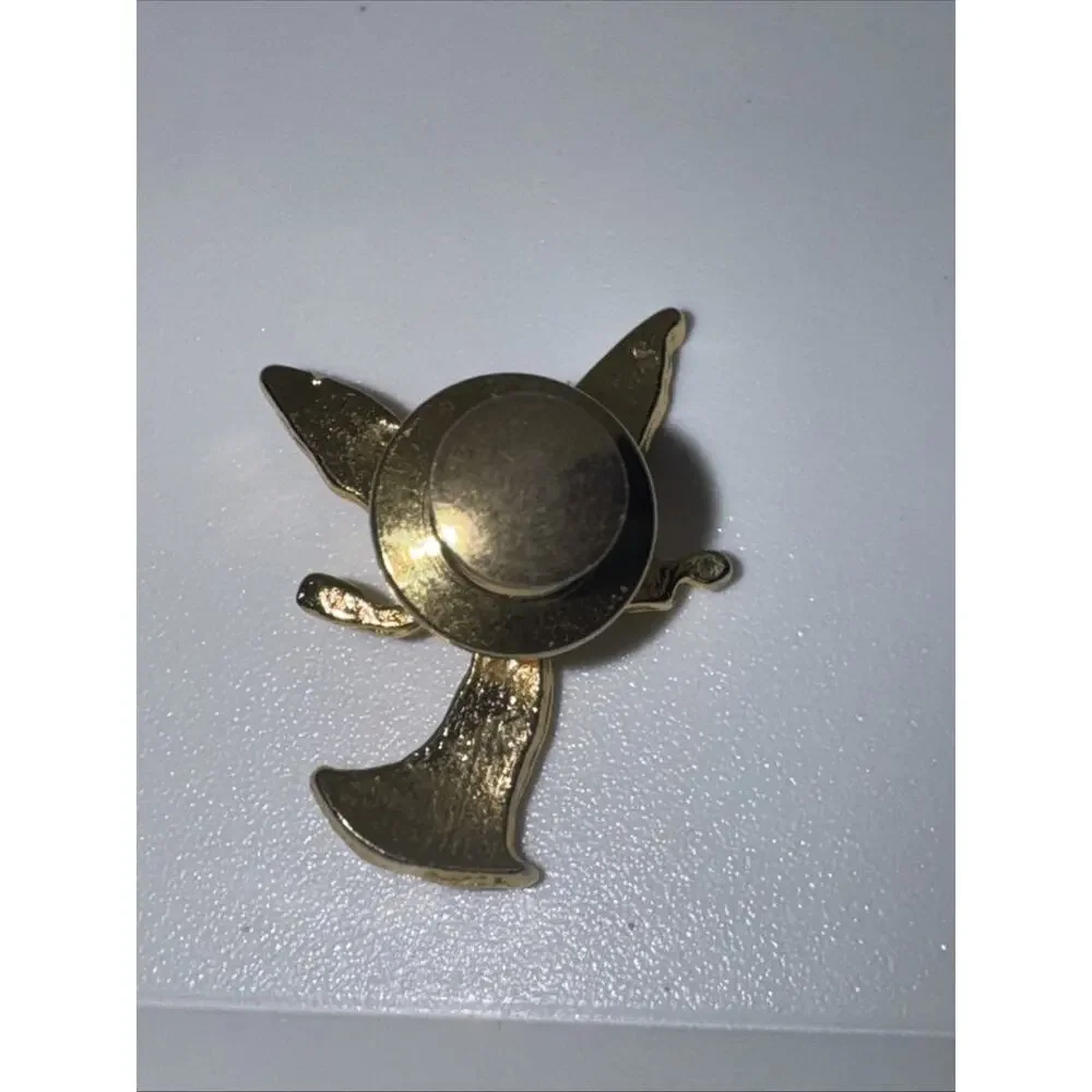 Vintage Guardian Angel Lapel Pin Gold Shirt Hat Collar Push Back Back Brooch